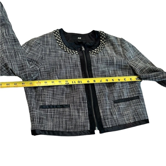 H&M Cropped Black White Blazer Size 8 - Picture 14 of 17